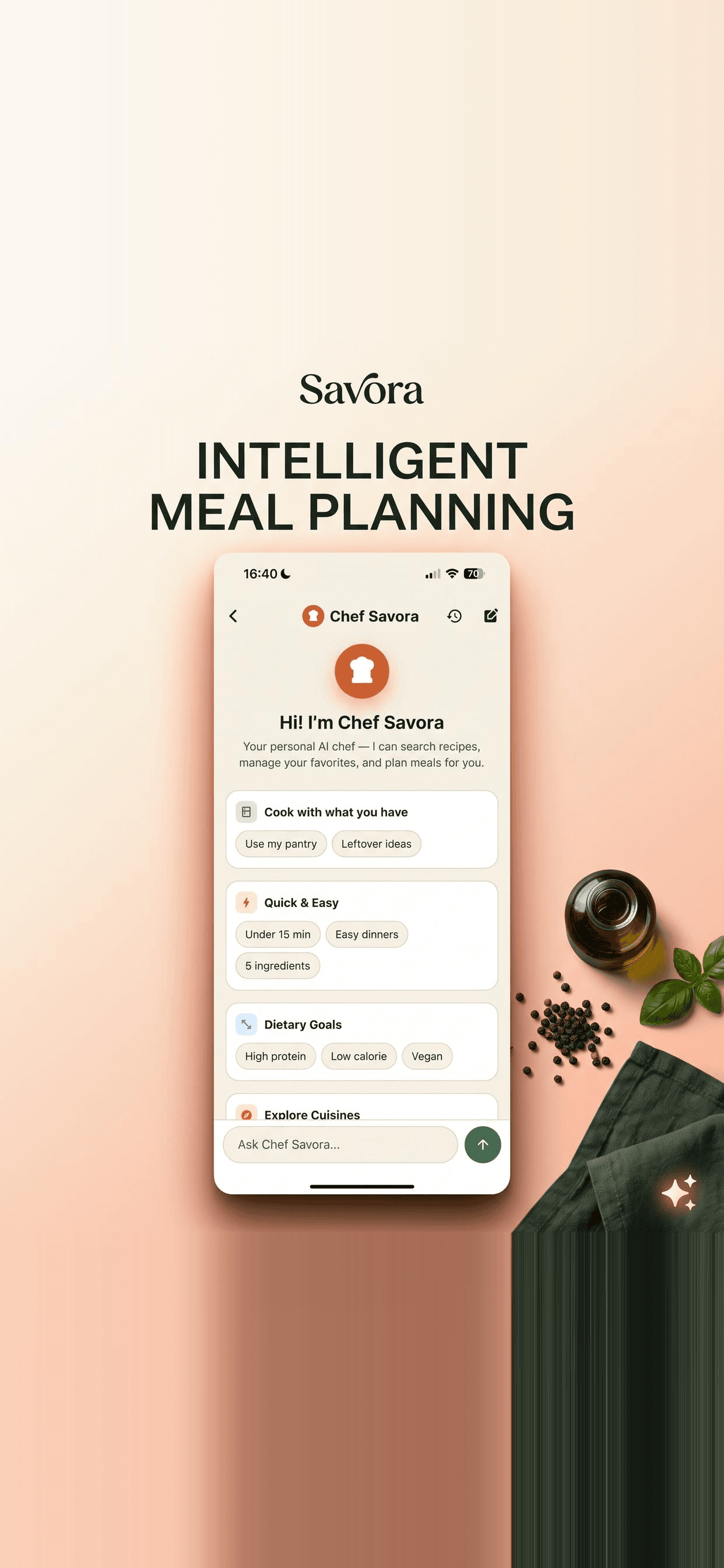 Savora AI Chef — intelligent meal planning with personalised suggestions